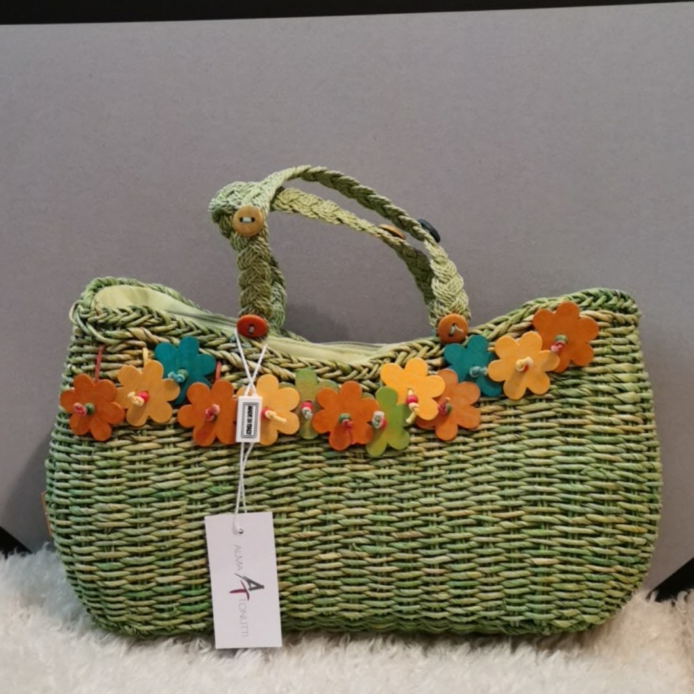NWT Alma Tonutti Straw Bag Italy
